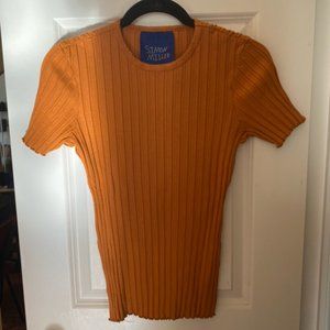 Simon Miller Rib Osuna Short Sleeve Top in Orange - Medium